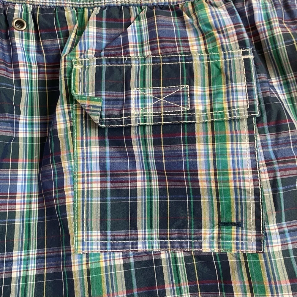 Polo by Ralph Lauren Mens Size XXL Plaid Blue Drawstring‎ Waist Swim Trunks